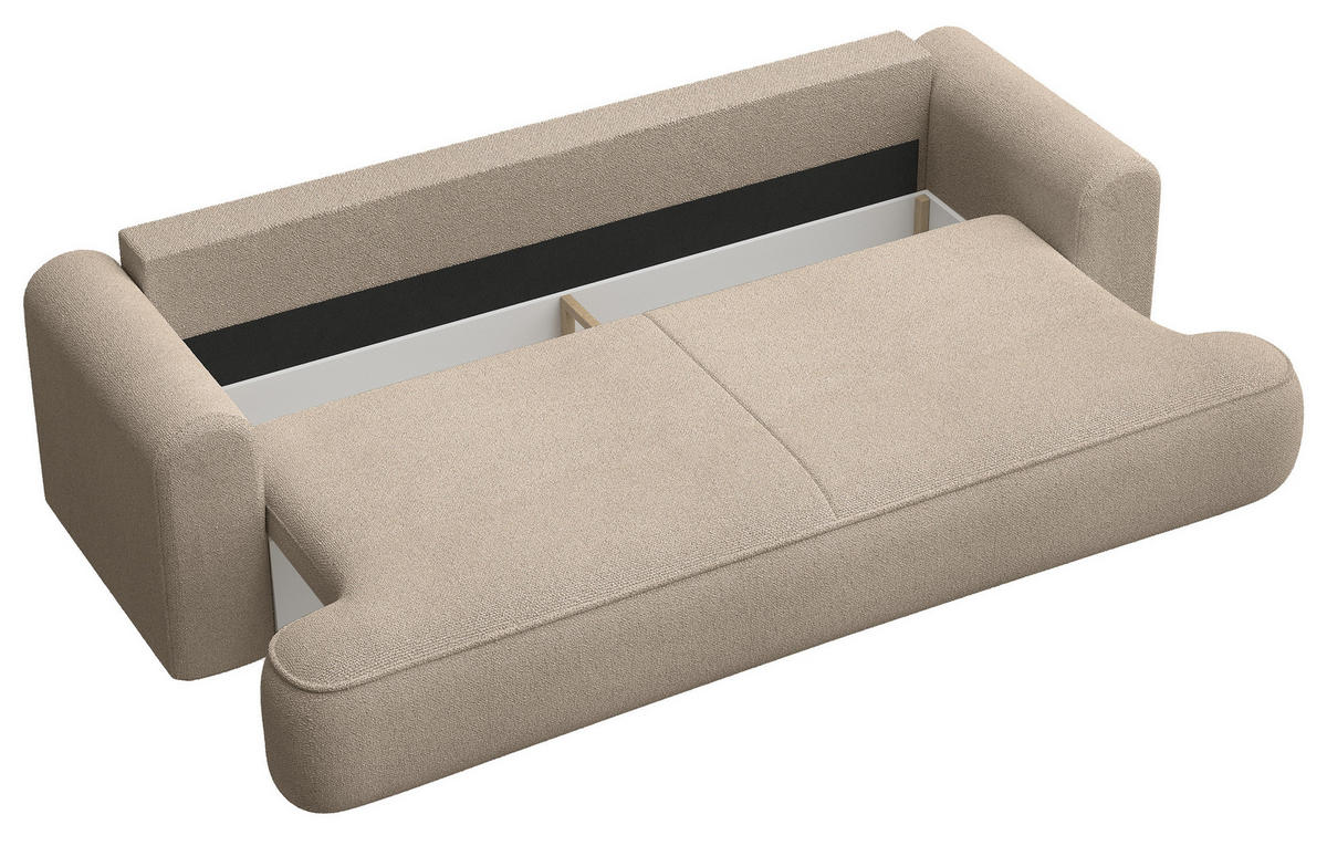 SCHLAFSOFA Ovo Beige 250 cm - Beige/Schwarz, Kunststoff/Textil (250/92/110cm) - Selsey