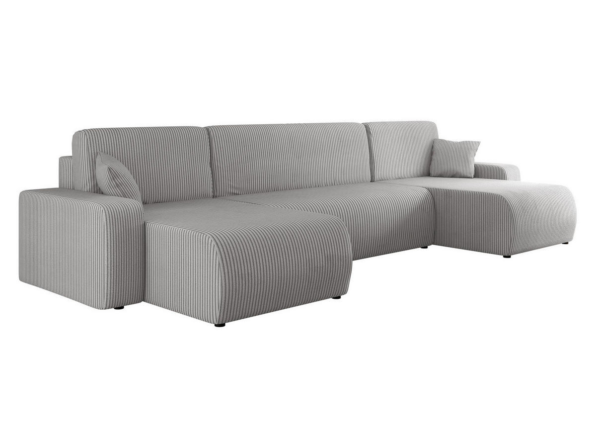 WOHNLANDSCHAFT Piano U Cord - Hellgrau/Schwarz, Holz/Kunststoff (312/82/145cm) - MIRJAN24