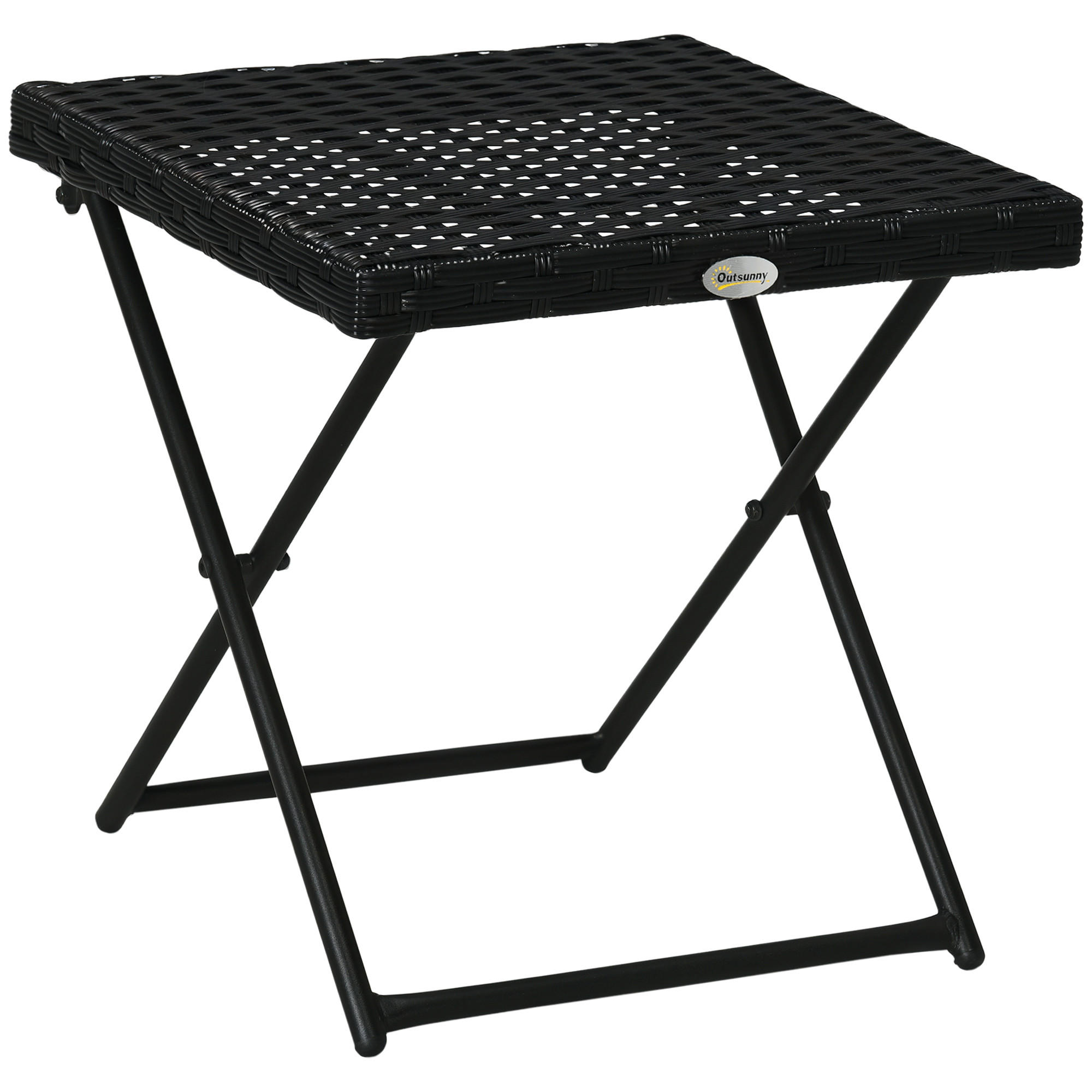 POLYRATTAN BALKONTISCH DE-06636 klappbar, Stahlrahmen Schwarz - Schwarz, Kunststoff/Metall (40/40/40cm) - ComfortXL