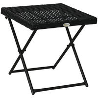 POLYRATTAN BALKONTISCH DE-06636 klappbar, Stahlrahmen Schwarz - Schwarz, Kunststoff/Metall (40/40/40cm) - ComfortXL