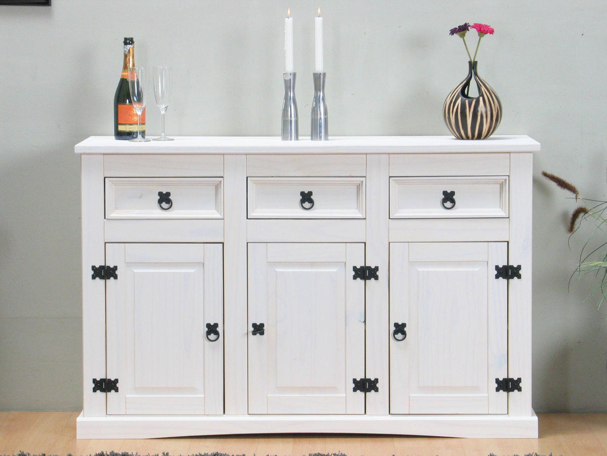 SIDEBOARD weiß - Weiß, Holz/Textil (132/84/44cm) - ebuy24