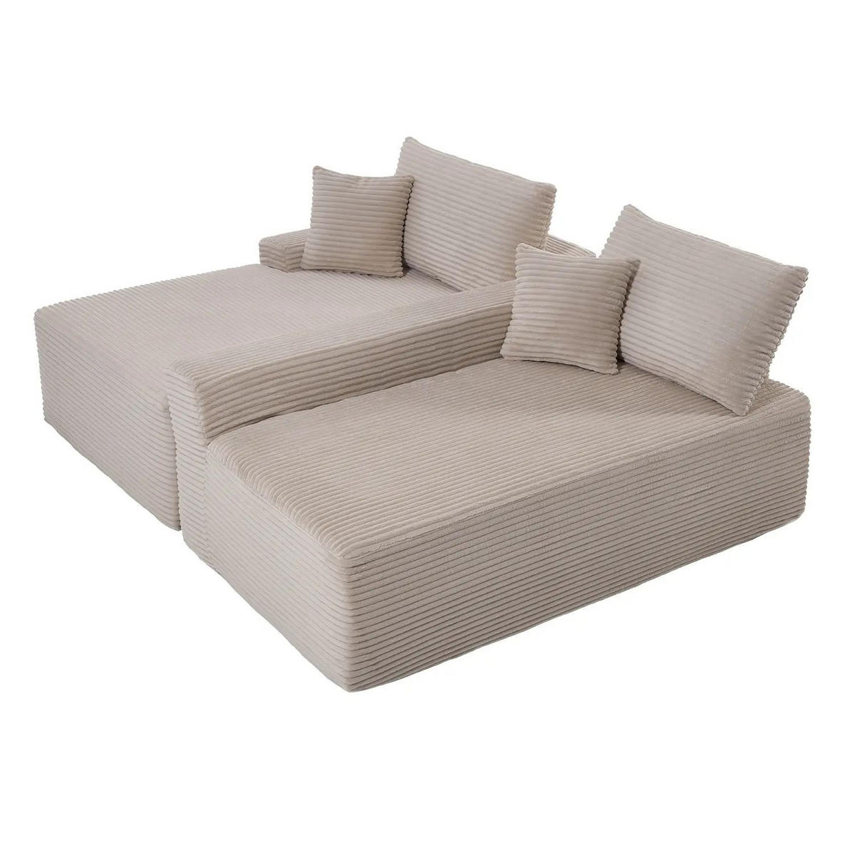 SOFA Corede taupe Cord - Taupe, Textil (155/250cm) - Juskys