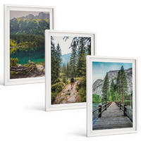 BILDER SET 3er Set - 40x60 cm Weißer Rahmen - Berge, Seen, Wälder, Wege - Weiß, Kunststoff (40/60cm) - TULUP