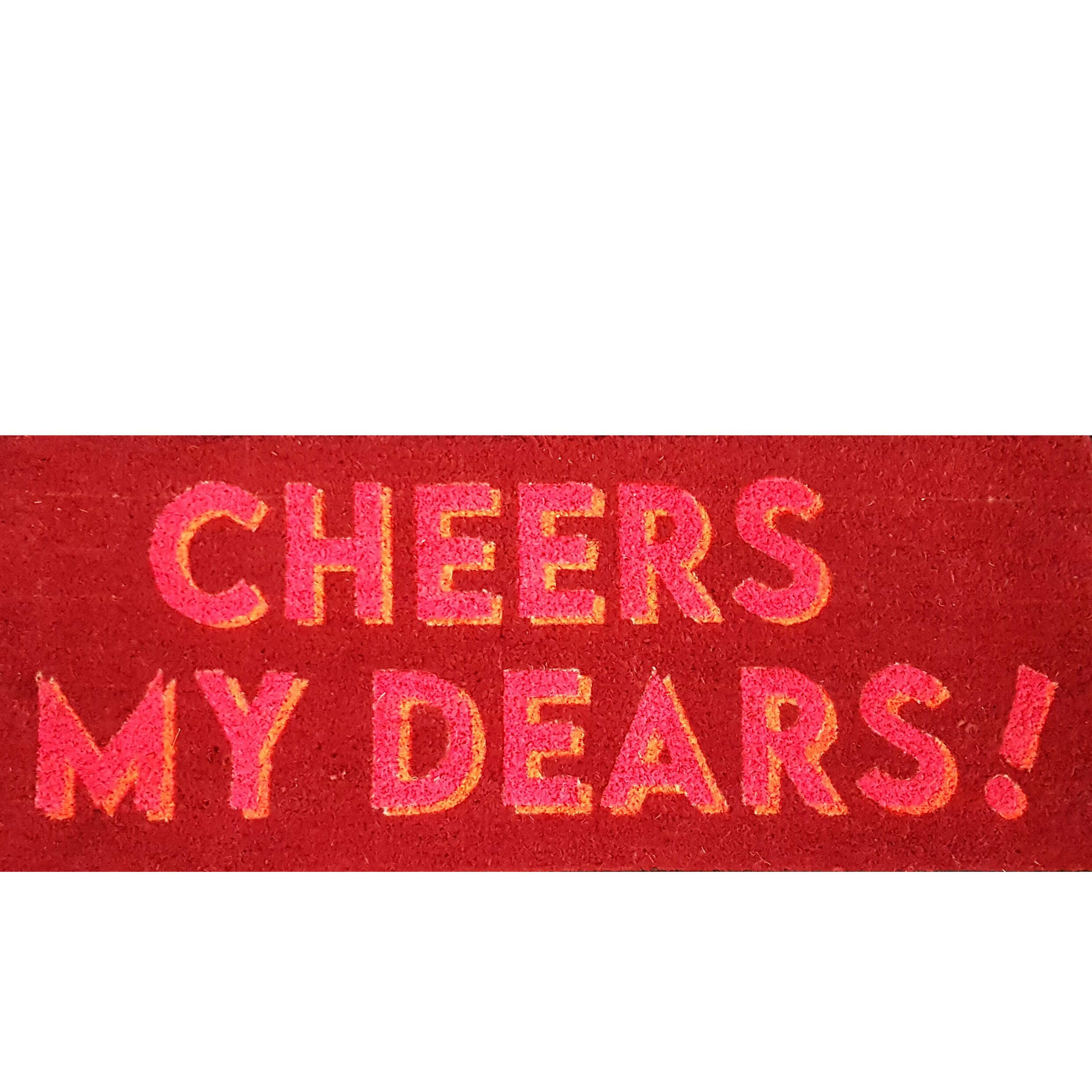 FUSSMATTE Cheers my dears, Kokos, Vinylrücken, Rot, 30 x 75 cm - Rot, Naturmaterialien (2/30cm) - Gift Company