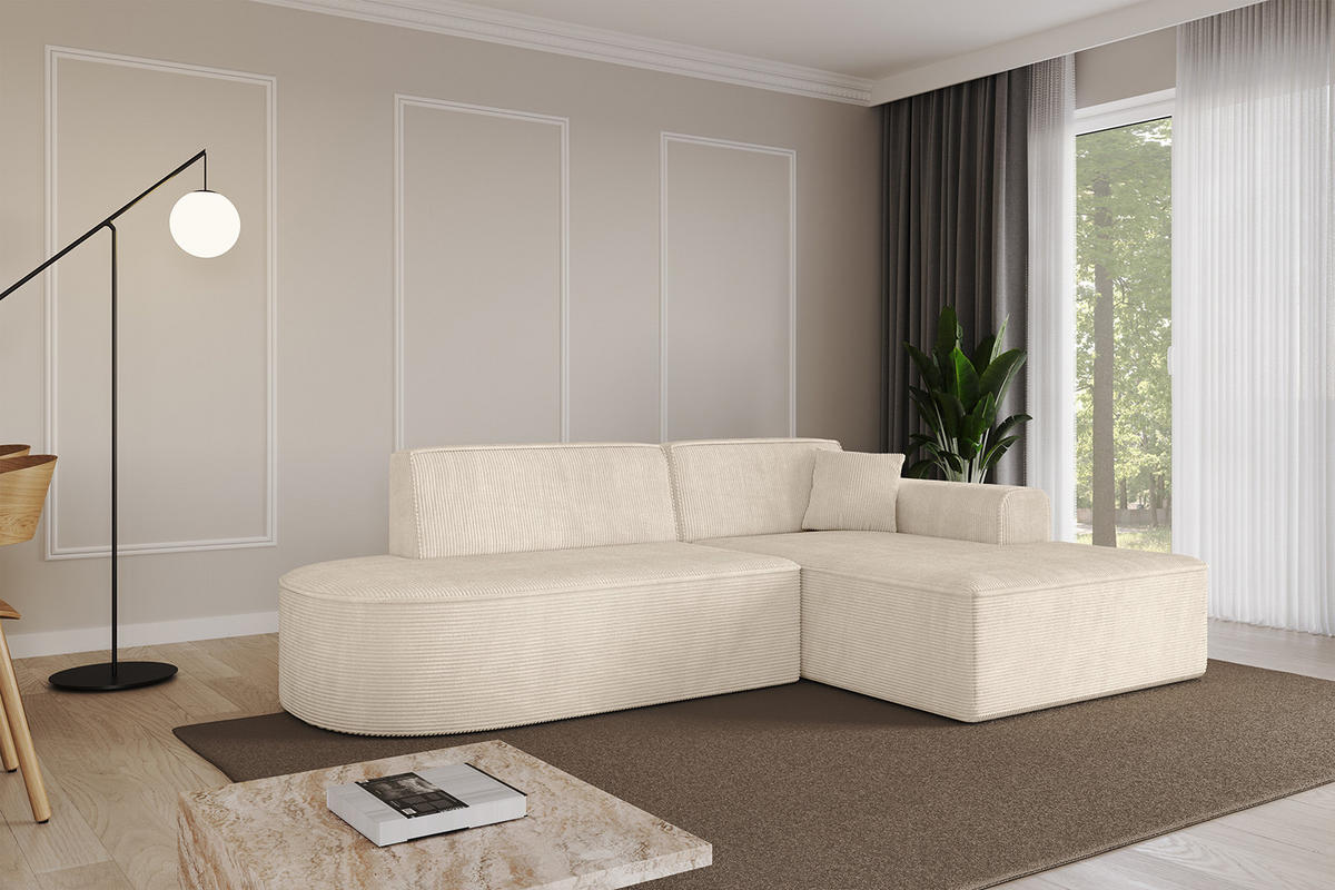 ECKSOFA Ottomane Rechts IREA-L1-v3 - 232x165x77 cm Beige - Beige, Holzwerkstoff/Textil (232/165cm) - ALTDECOR