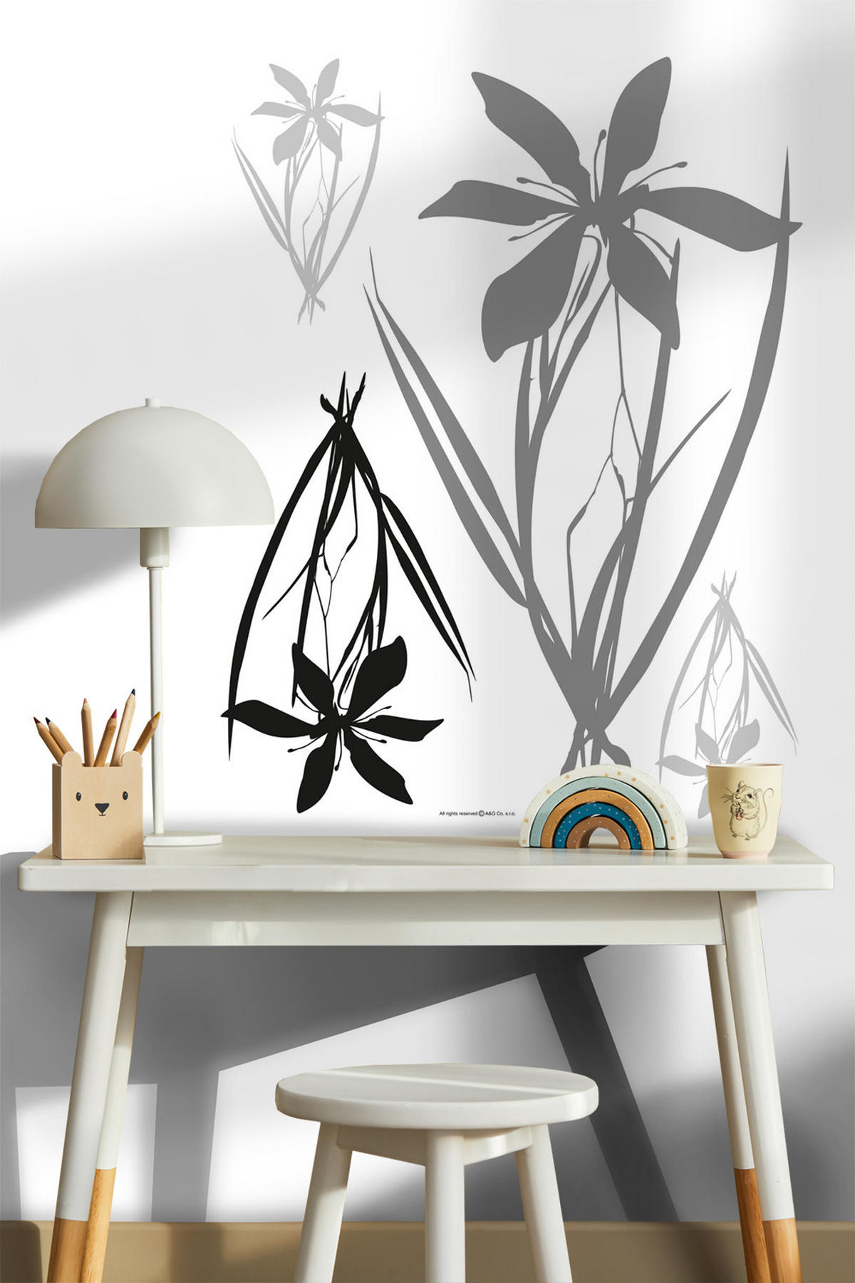 WANDTATTOO Blumen 85 x 65 cm - Grau, Papier (85/65/65cm) - Sanders & Sanders