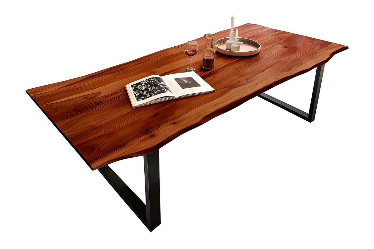 ESSTISCH MAX - Nussbaumfarben/Schwarz, Holz/Metall (100/200/77cm) - SAM