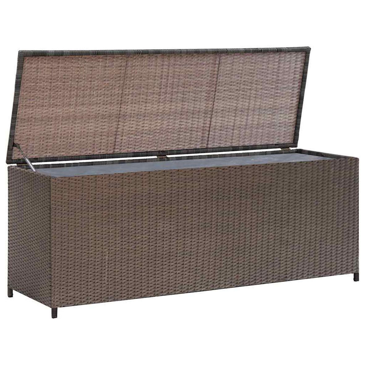 GARTEN-AUFLAGENBOX BRAUN 120X50X60 CM POLY RATTAN - Braun, Kunststoff (50/60/120cm) - vidaXL
