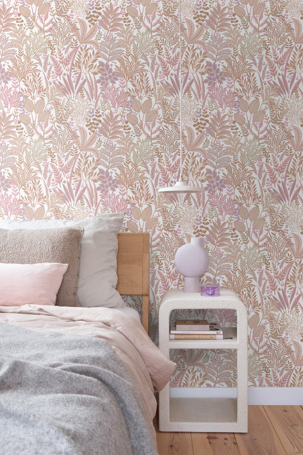 TAPETE tropische Blätter und Blüten 50 x 900 cm - Pink, Papier (50/900cm) - ESTAhome