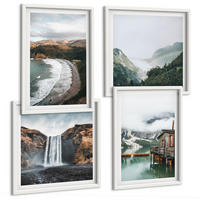BILDER SET 4er Set - 50x50 cm & 40x60 cm Weißer Rahmen - Bergstrände Wolken Wasser - Weiß, Kunststoff (50/50cm) - TULUP