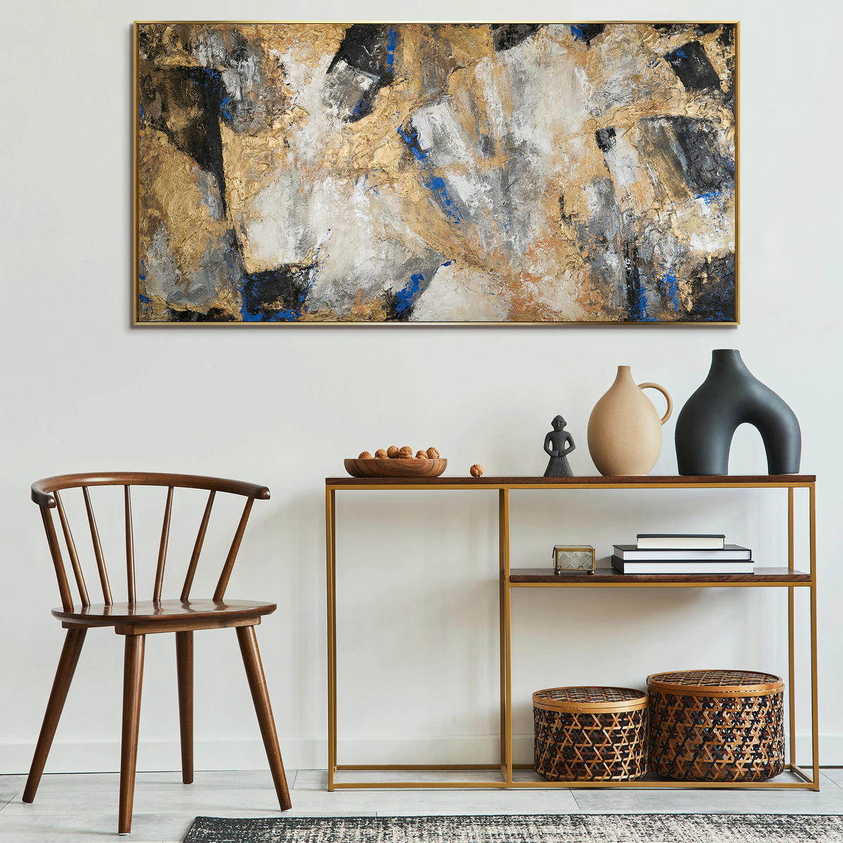 GEMÄLDE Goldener Kontrast Schattenfugenrahmen Gold 200x100 cm - Goldfarben, Holz (200/100cm) - YS-art gallery