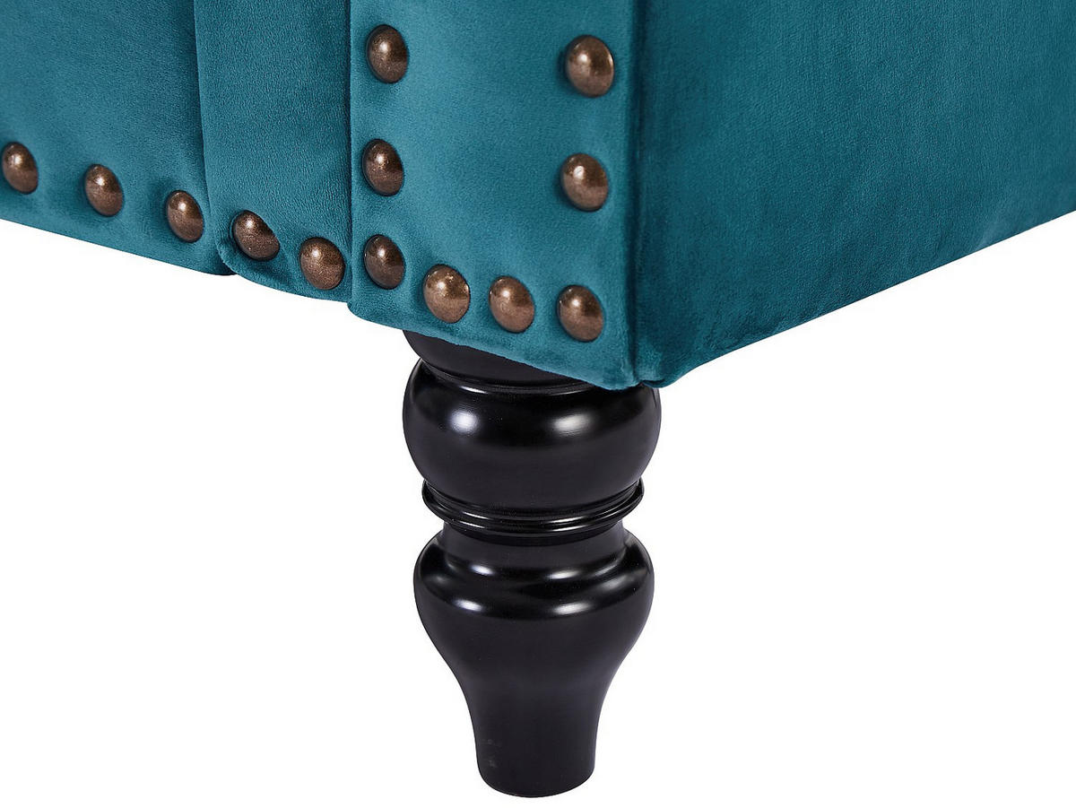 SOFA 3-Sitzer - Samt - Grünblau - TURNER - Blau, Textil (190/79/77cm) - Vente-Unique