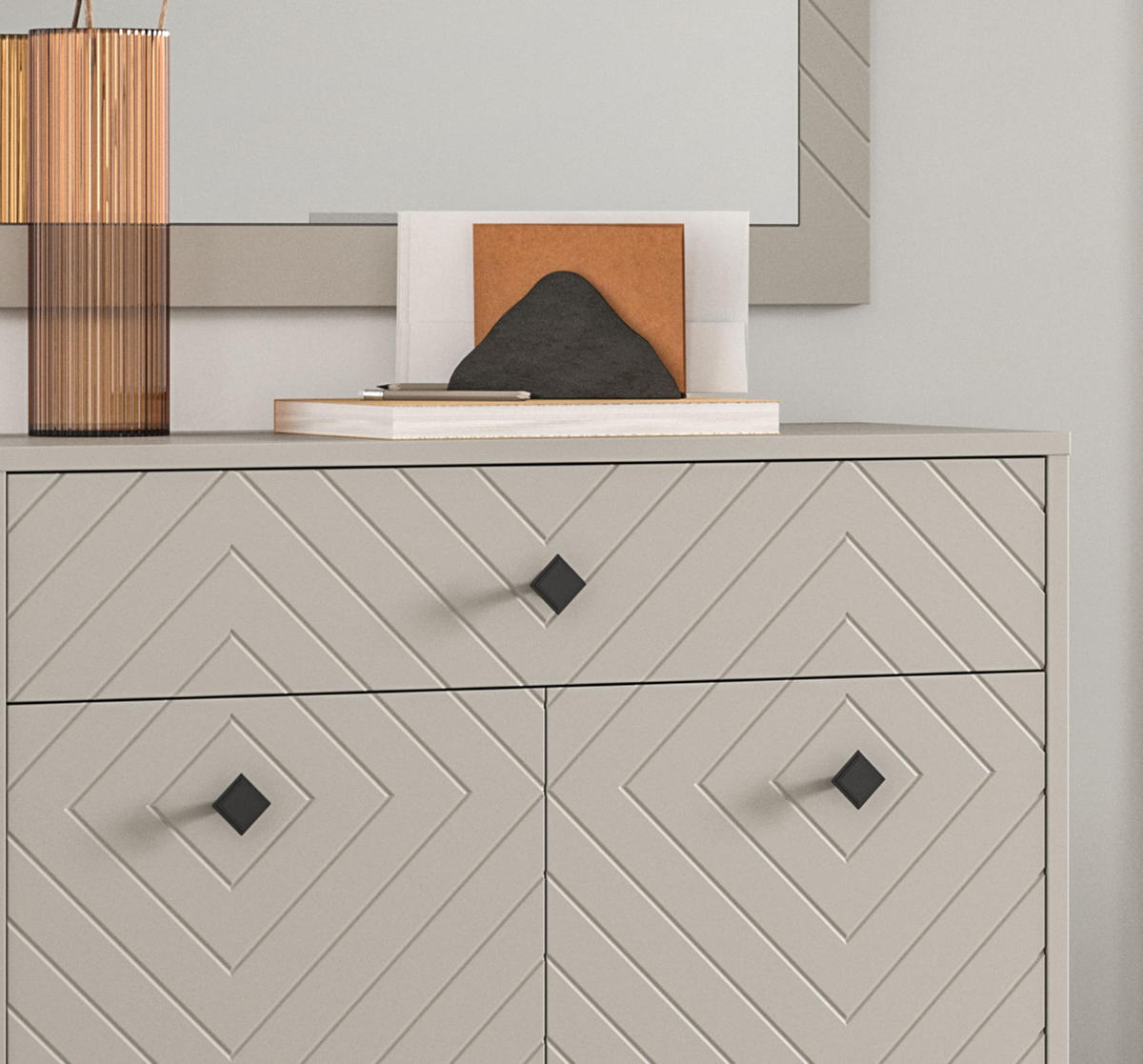 GARDEROBEN-SET NOTES 4-tlg. (B/H/T: ca. 215/190/35 cm) in sandbeige/sandbeige matt - Sandfarben, Holzwerkstoff (215/190/35cm)