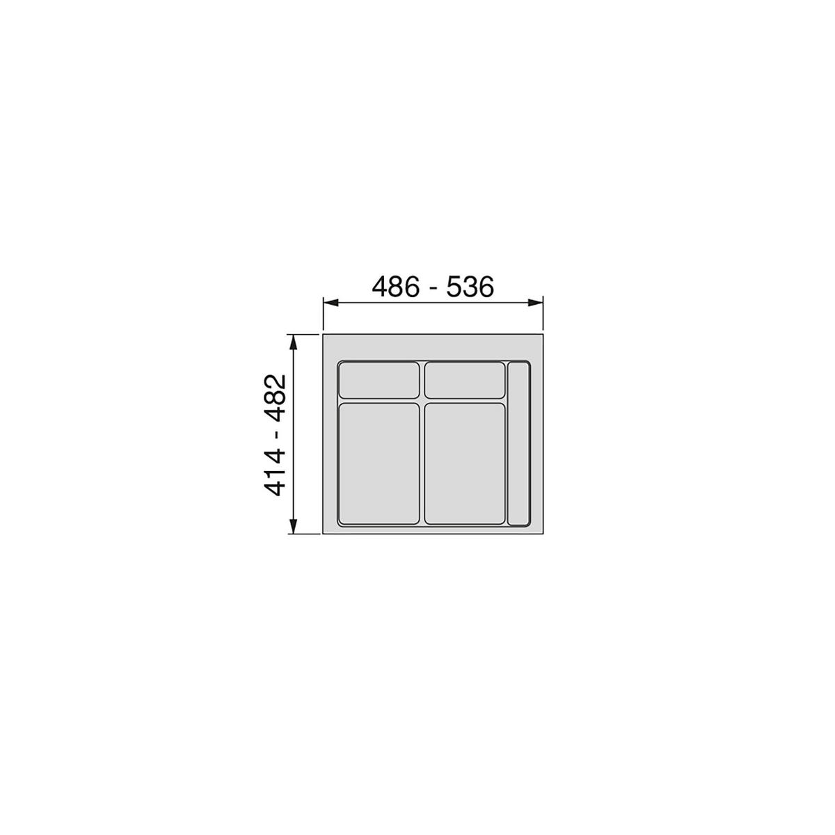 BASIS für Recyclingbehälter für Küchenschublade, 2 Fächer, Modul 600mm, Kunststoff anthrazitgrau - Anthrazit, Kunststoff (52.5/7/56cm) - EMUCA
