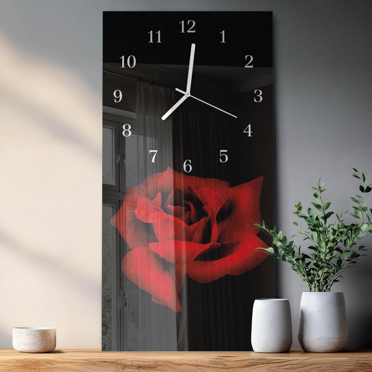 WANDUHR 30x60 cm - London Bridge Sepia - Rot, Glas (30/60/0.4cm) - TULUP