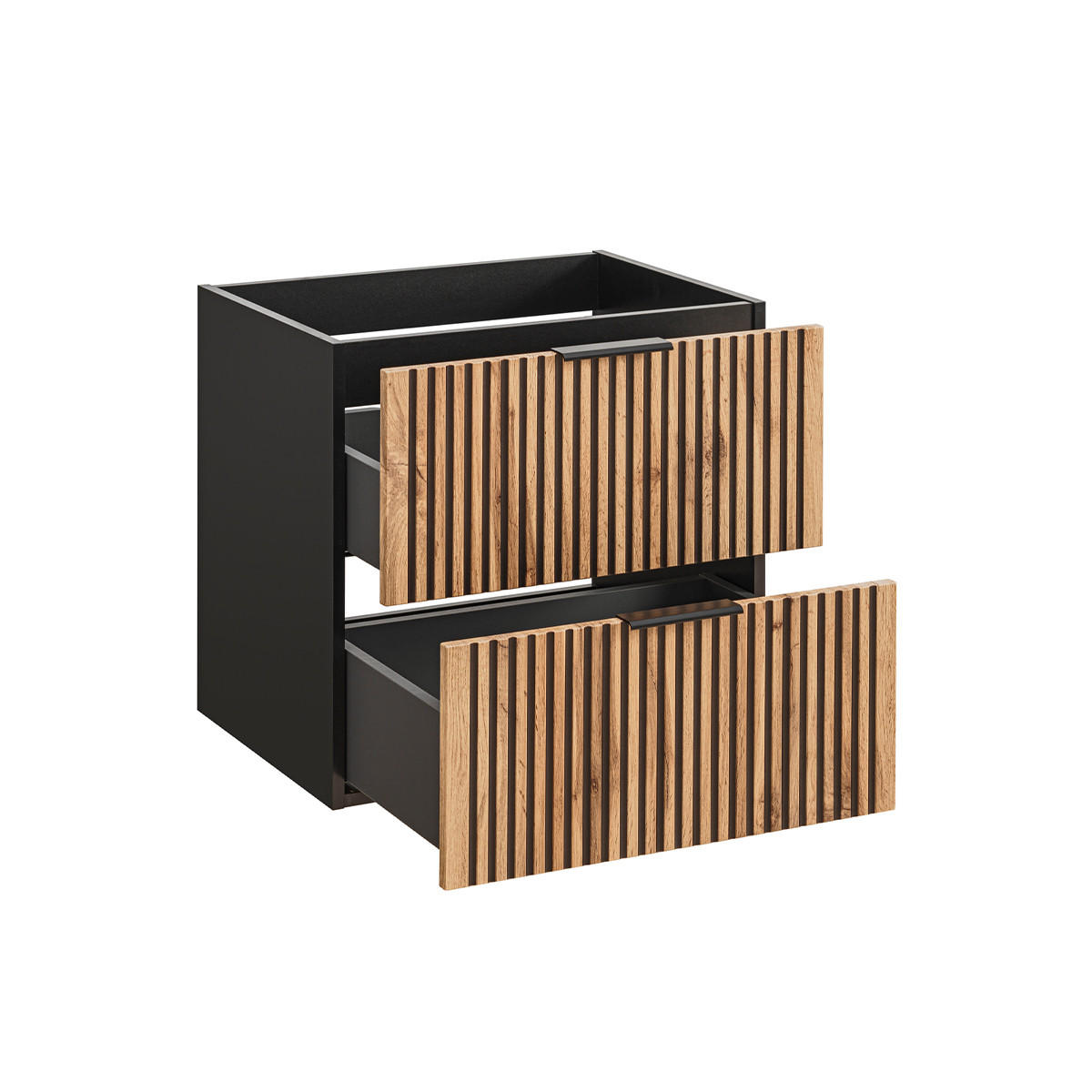 WASCHTISCHUNTERSCHRANK 60.2cm Gaia Holz in Eichenoptik und Schwarz - Schwarz, Holzwerkstoff (60.2/57/46cm) - Petits-meubles