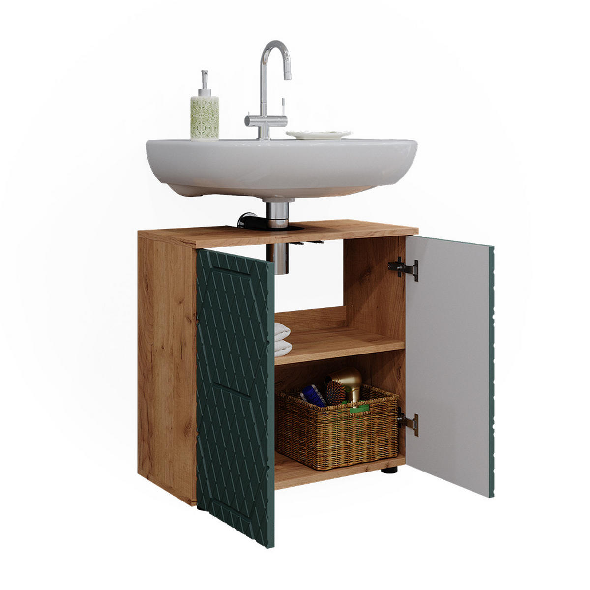 WASCHBECKENUNTERSCHRANK Irma Grün 60 x 59 cm - Grün, Holzwerkstoff (60/59/30cm) - Vicco