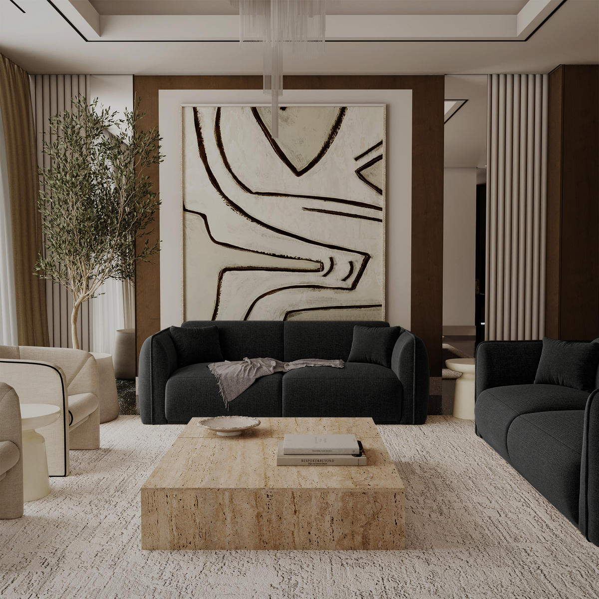 3-SITZER-SOFA LUSH Kettgewebe mit weichem Griff Dunkles Anthrazit 206cm - Dunkelgrau/Anthrazit, Textil (206/72.5/90cm) - Premium Interiors