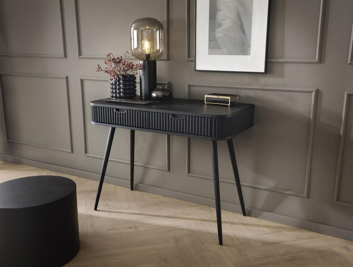 SCHMINKTISCH Zova Schwarz 110 cm - Schwarz, Holzwerkstoff/Metall (49/103/80cm) - Selsey