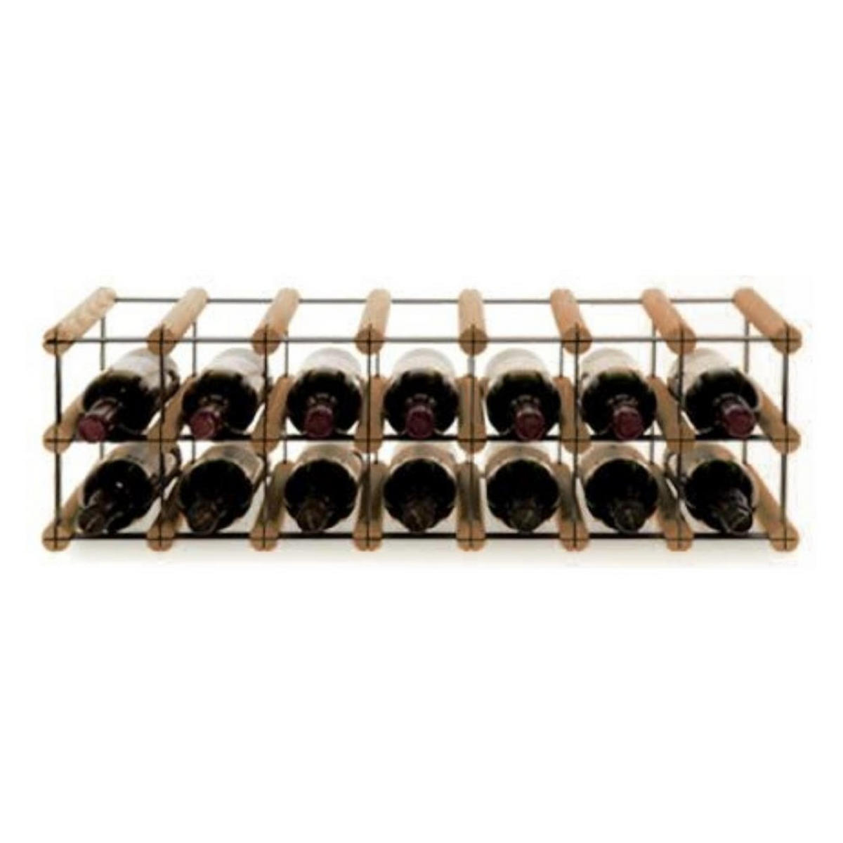 WEINREGAL Vinotega Mod Metal 22,5x72,5x24,5 cm 7x2 Flaschen Massives Kiefernholz Braun Geölt - Braun, Holz (72.5/22.5/24.5cm) - PROREGAL