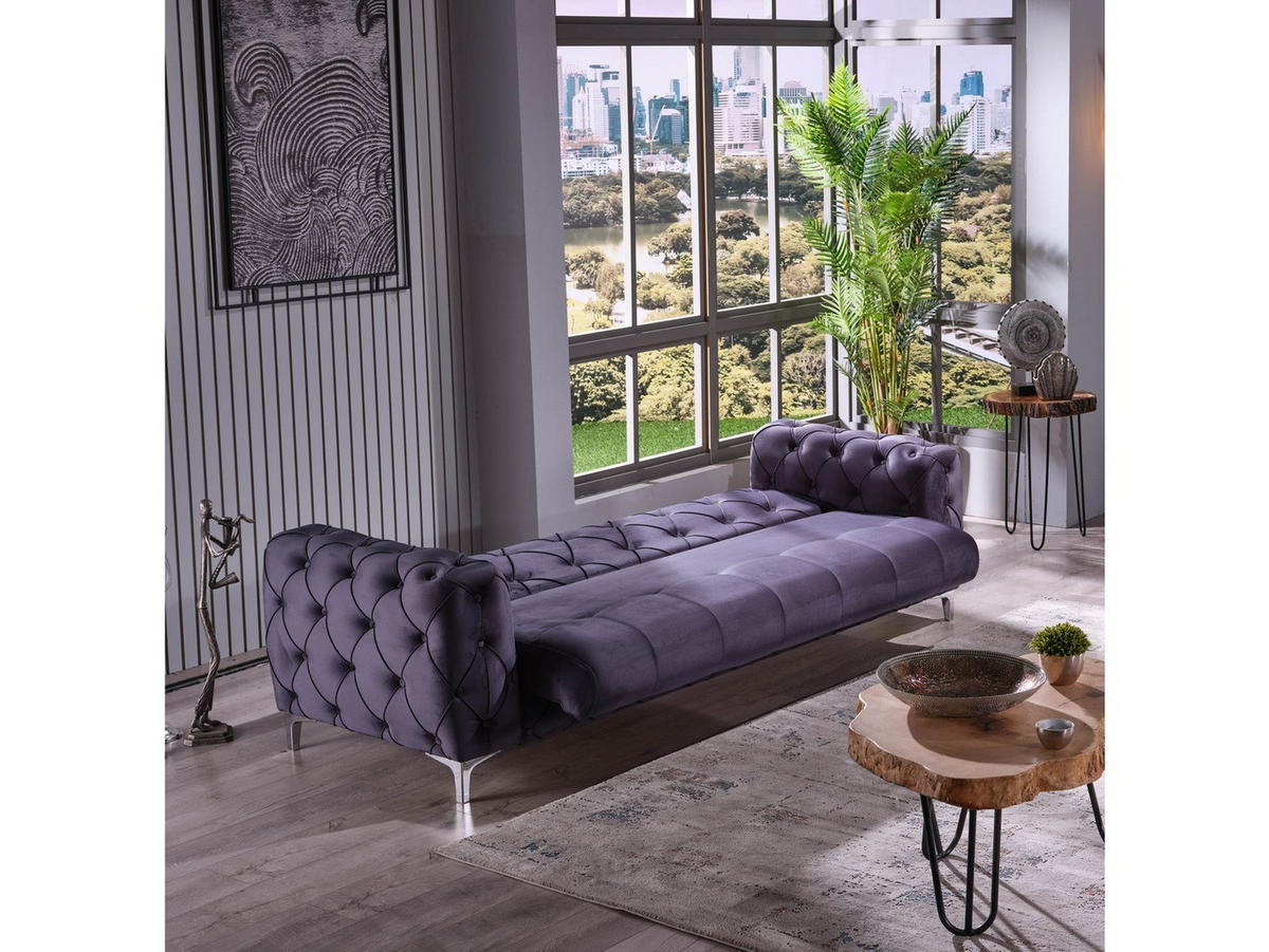 3-SITZER SOFA Acelya Anthrazit - Anthrazit, Holzwerkstoff/Kunststoff (240/85/100cm)