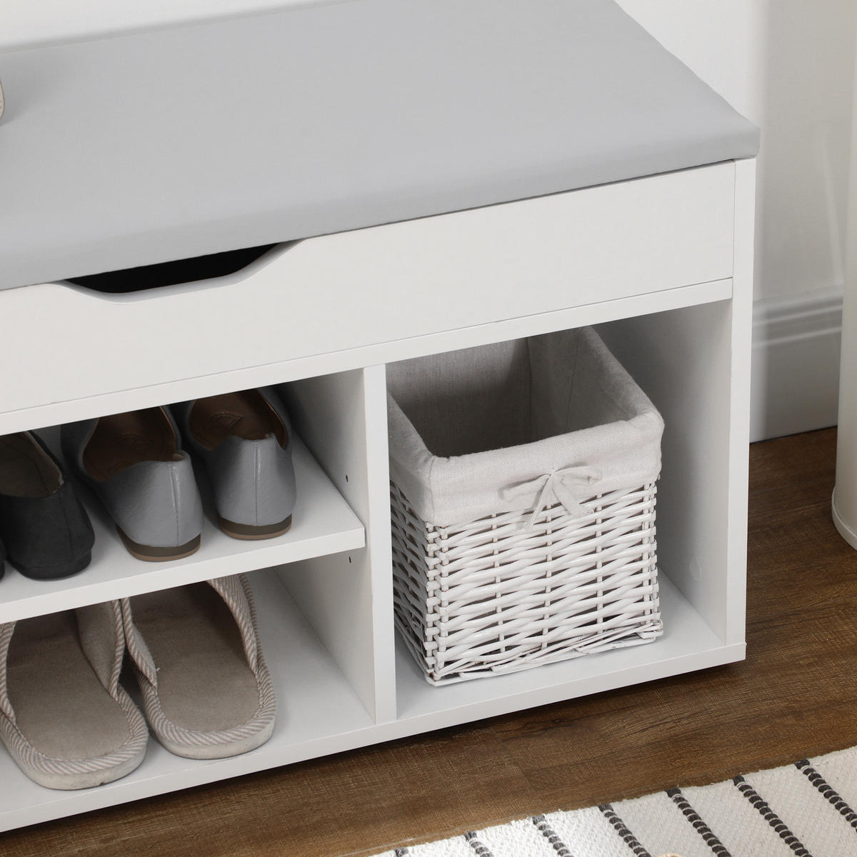 SCHUHBANK DE-16773 2 Ebenen mit Nische & Staufach Weiß - Weiß, Holzwerkstoff (80/43/30cm) - ComfortXL