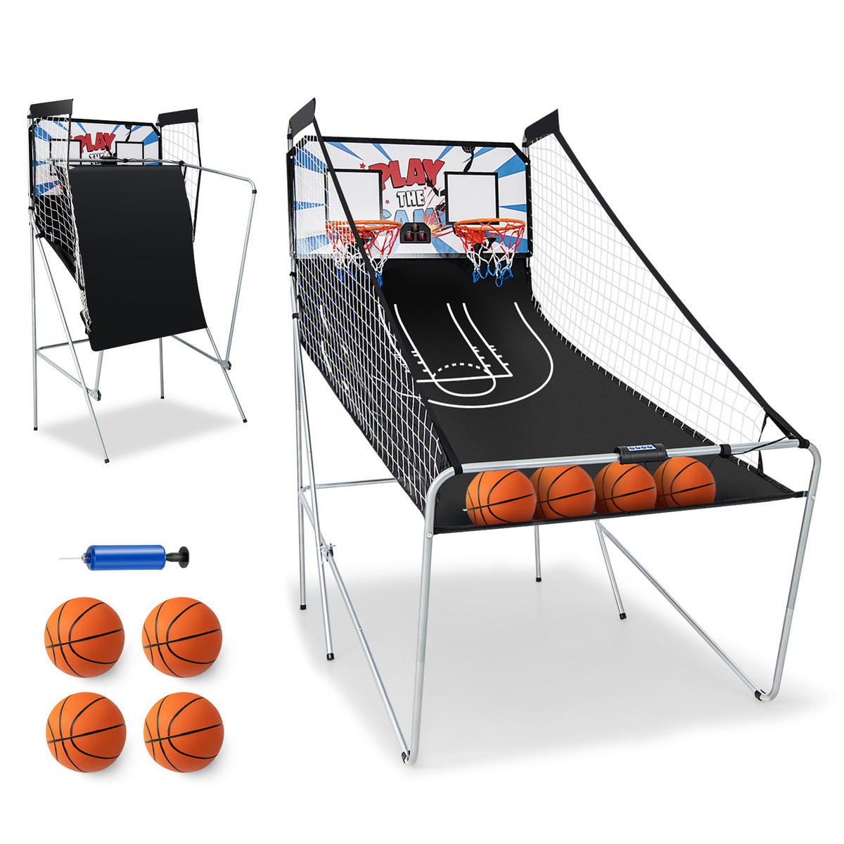 ARCADE-BASKETBALLSPIEL Schwarz - Schwarz, Metall (108/207cm) - COSTWAY