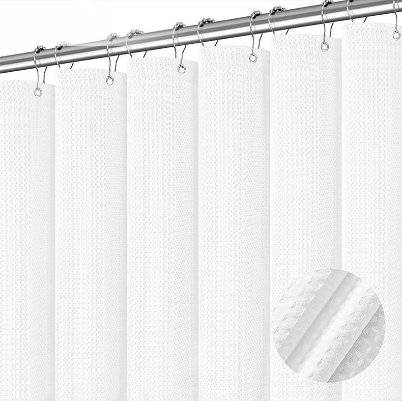 DUSCHVORHANG – 180 x 200 cm (inkl. 12 Kunststoffhaken) – Weiß - Weiß, Textil (180/200cm)