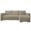 ECKSOFA DORA L, Eckcouch in L-Form mit Schlaffunktion und Bettkasten, Farbe: Hellbraun, Bouclé-Stoff, Ottomane Rechts - Hellbraun, Textil (240/143cm) - Storez24
