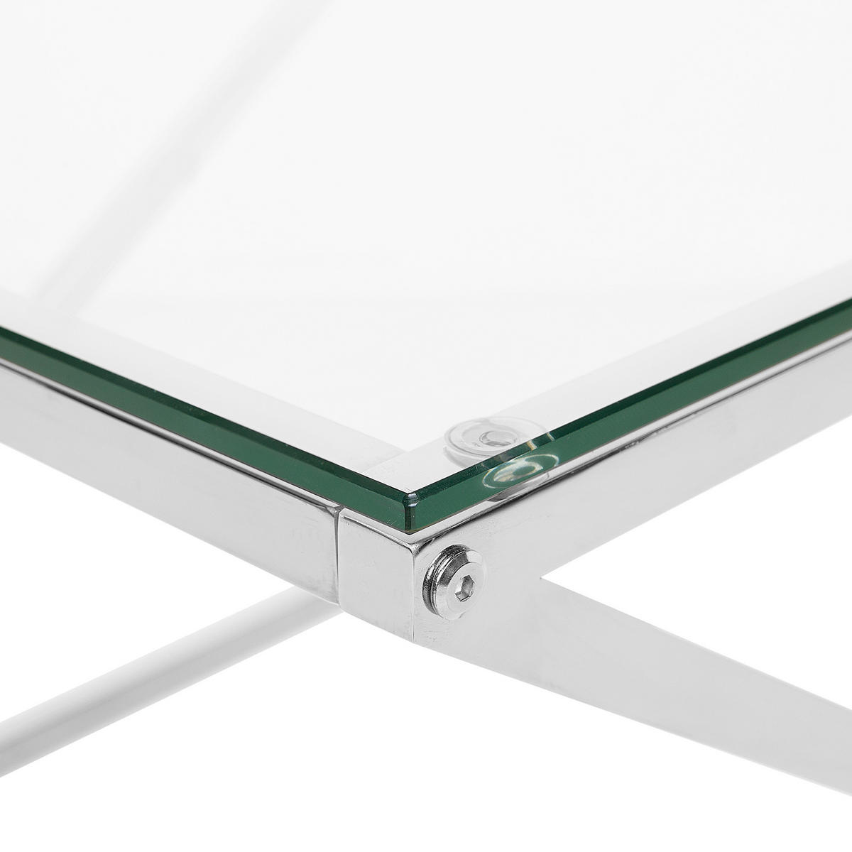 COUCHTISCH Glas Silber quadratisch 60/60 cm Beverly - Transparent/Silberfarben, Glas (60/60/45cm) - Beliani