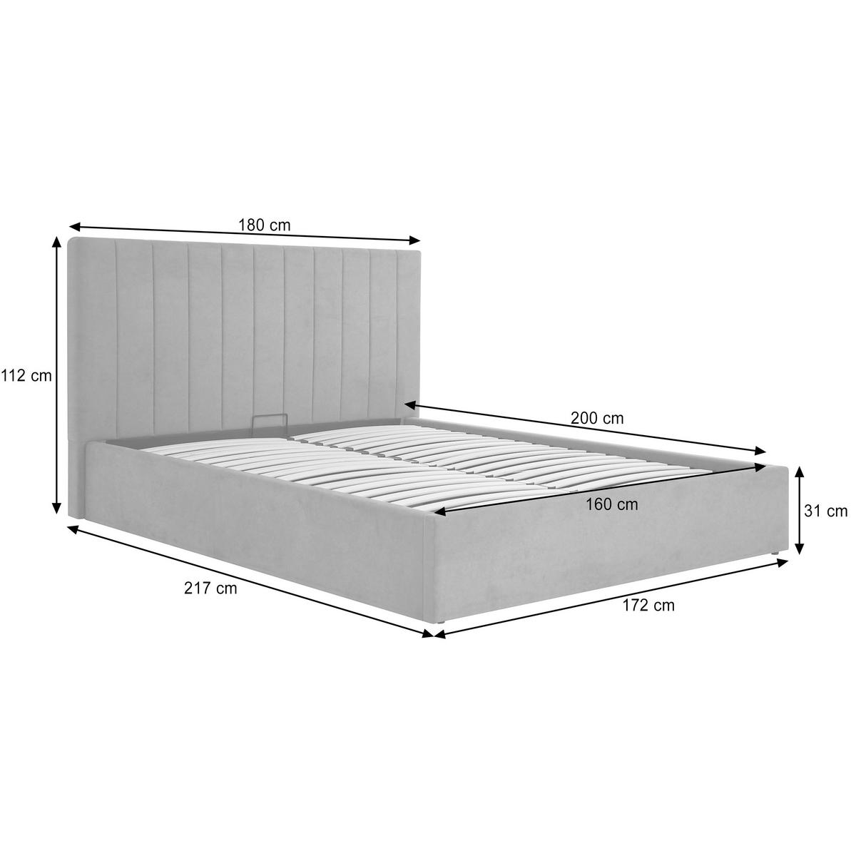 ČALOUNĚNÁ POSTEL Melvio, dvojlůžko 160 × 200 cm s úložným prostorem a vysokým prošívaným čelem, bez matrace, tmavě šedá - tmavě šedá, textil (160/200cm) - Beautysofa