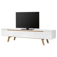 TV-LOWBOARD - Eiche teilmassiv, Weiß / Eiche - Weiß, Holzwerkstoff (180/45/42cm) - home24