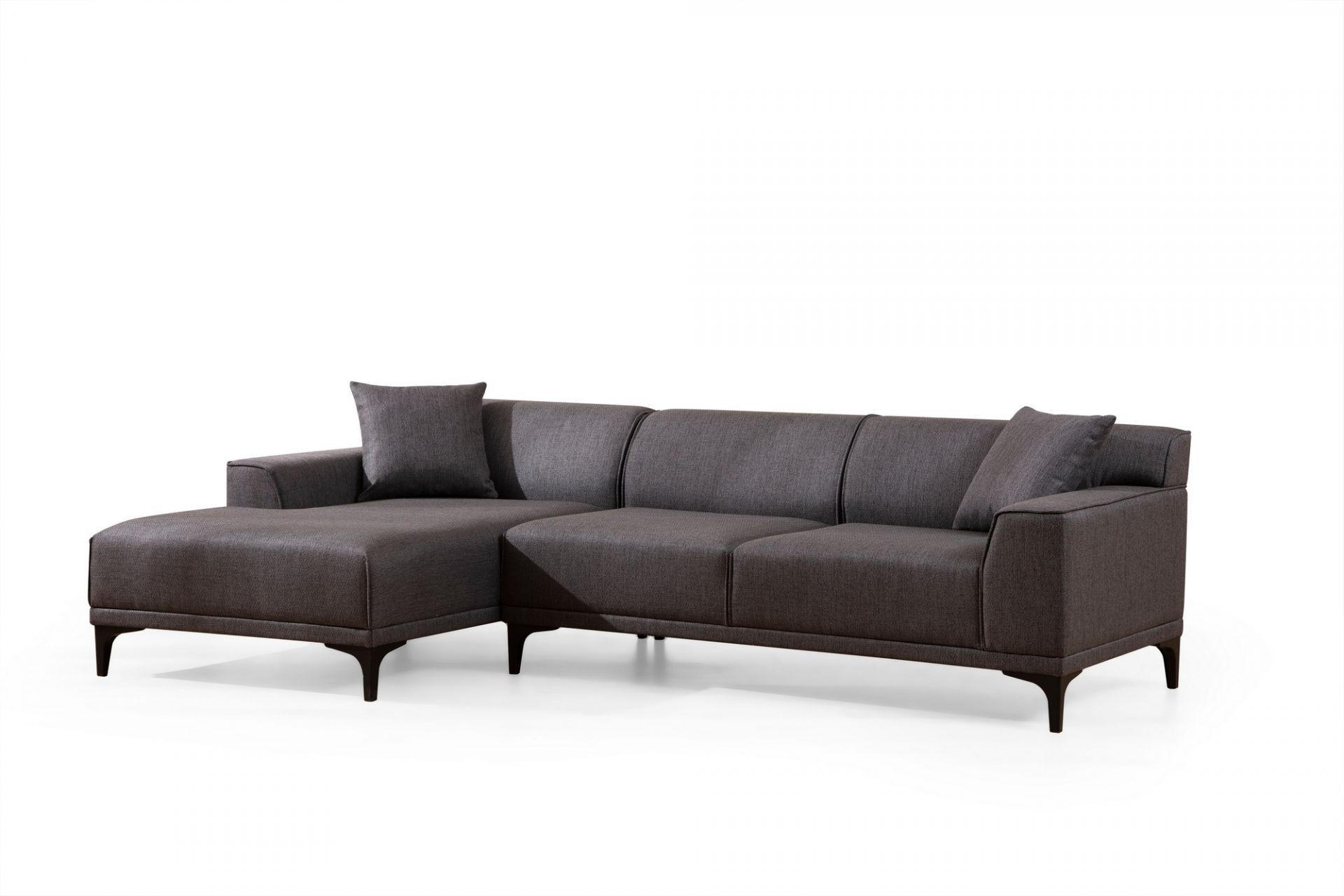 ECKSOFA modern inklusive Zierkissen - Anthrazit/Schwarz, Holz/Kunststoff (250/145cm) - myHomelando