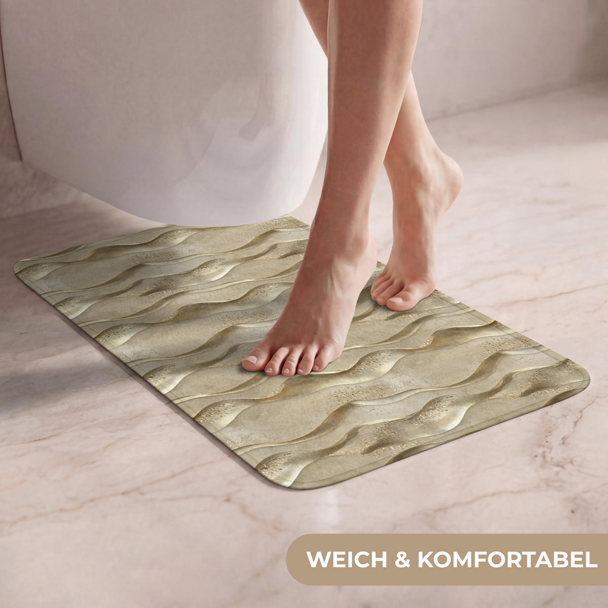 WC PŘEDLOŽKA Vlny - vzor - zlaté 40x60 cm - barva mosazi, textil/plast (40/1cm) - OnlyWow