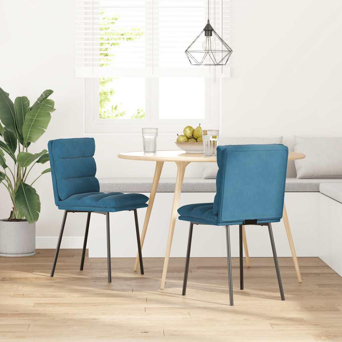 ESSZIMMERSTÜHLE 2 Stk. Blau Samt 45*54*83cm - Blau, Metall (45/83/54cm) - ZMH