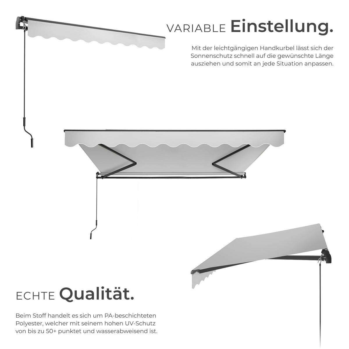 GELENKARMMARKISE Ornella,inkl. Wandhalterung,hellgrau - Hellgrau, Kunststoff (300/41/250cm) - tectake