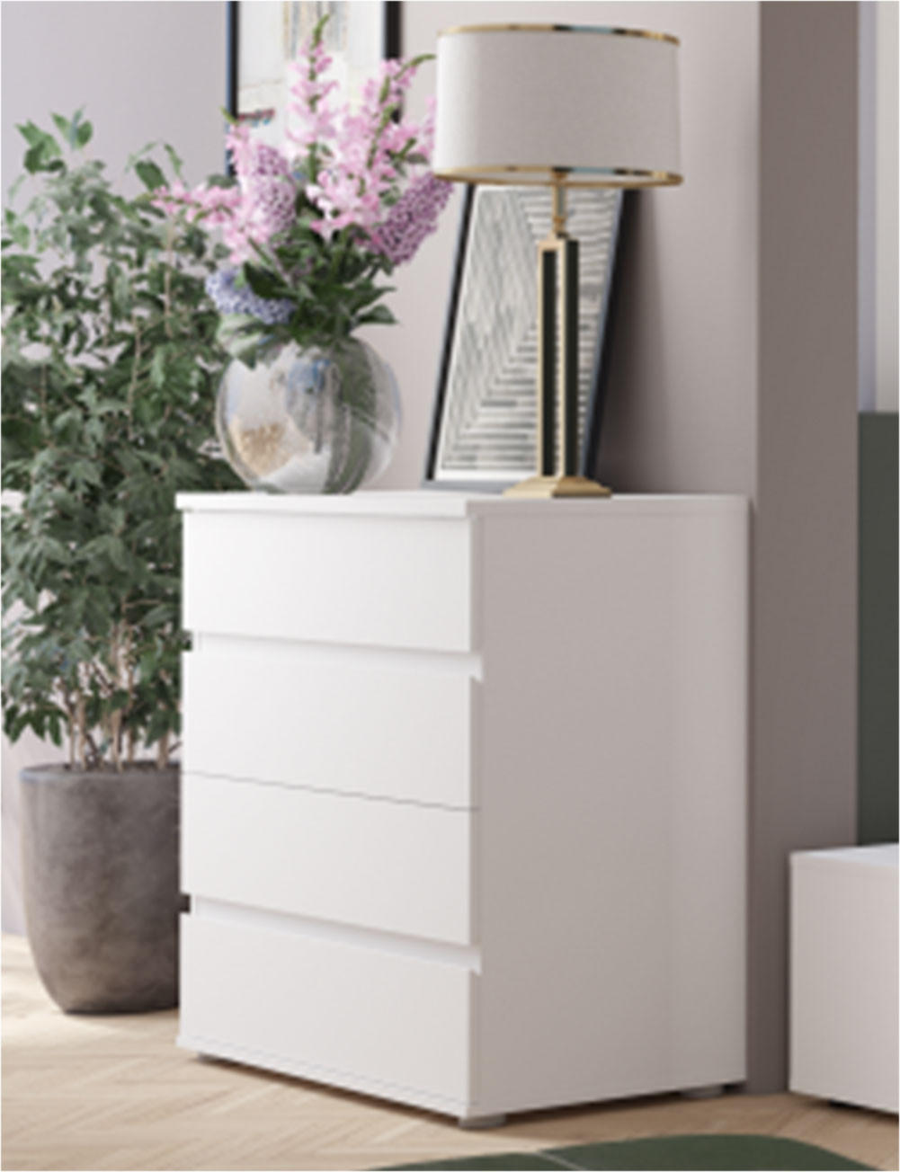 Thumbnail - Feldmann-Wohnen Schubladenkommode, Weiß, Holz, 1 Fächer, 4 Schubladen, Rechteckig, 92x85x42 cm, Wohnzimmer, Kommoden & S...