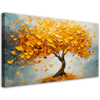 LEINWANDBILD Goldene Baum-Abstraktion - Gelb, Textil (120/60cm) - Feeby