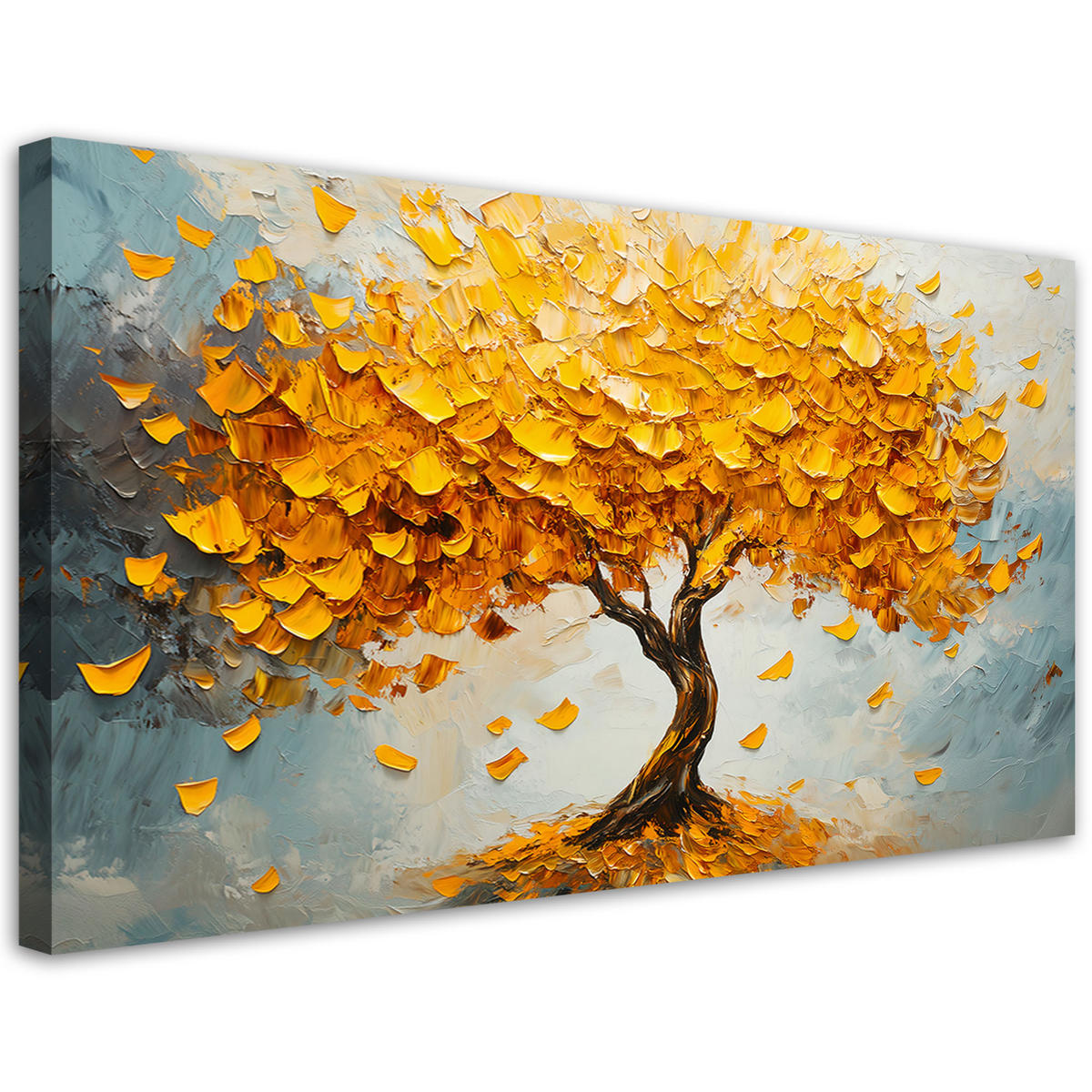 LEINWANDBILD Goldene Baum-Abstraktion - Gelb, Textil (120/60cm) - Feeby