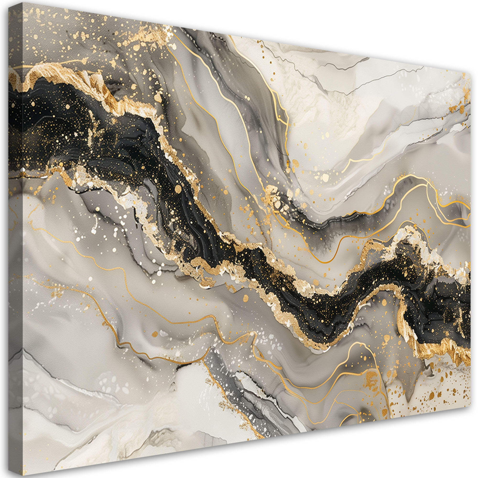 LEINWANDBILD Marmor mit Gold-Glamour-Stil 100x70cm - Grau, Textil (100/70cm) - Feeby