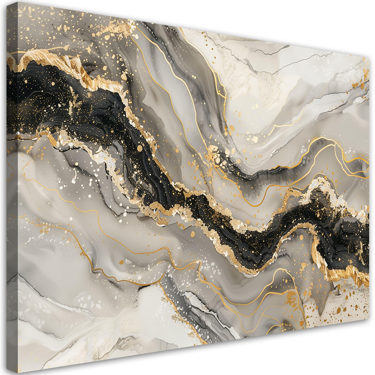 LEINWANDBILD Marmor mit Gold-Glamour-Stil 60x40cm - Grau, Textil (60/40cm) - Feeby