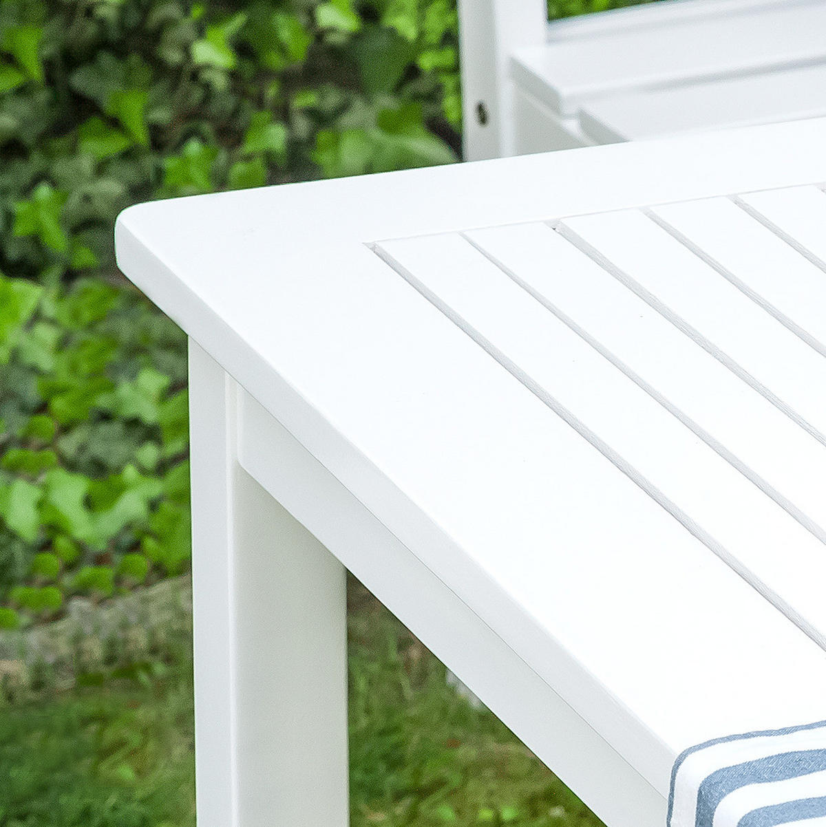 ESSTISCH - Akazie massiv - Weiß - Weiß, Holz (80/150/74cm) - home24