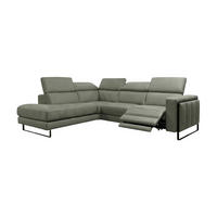 ECKSOFA Marchesi Echtleder mit 1 x Relaxfunktion Perlgrau - Hellgrau, Leder/Metall (220/80/257cm)