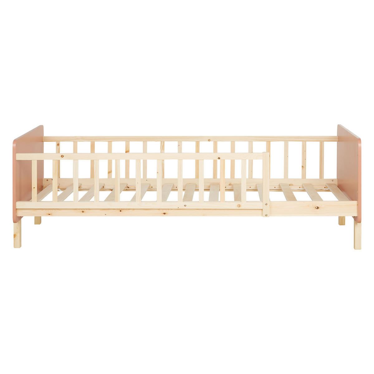 KINDERBETT altrosa 90/200 Lattenrost Matratze Rausfallschutz - Altrosa, Holz (100/67/208cm) - Homestyle4u
