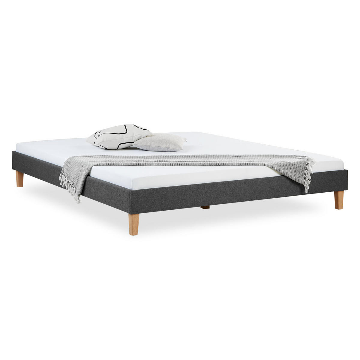 POLSTERBETT mit Lattenrost 180/200 cm in Grau - Grau, Textil (180/200cm) - Homestyle4u