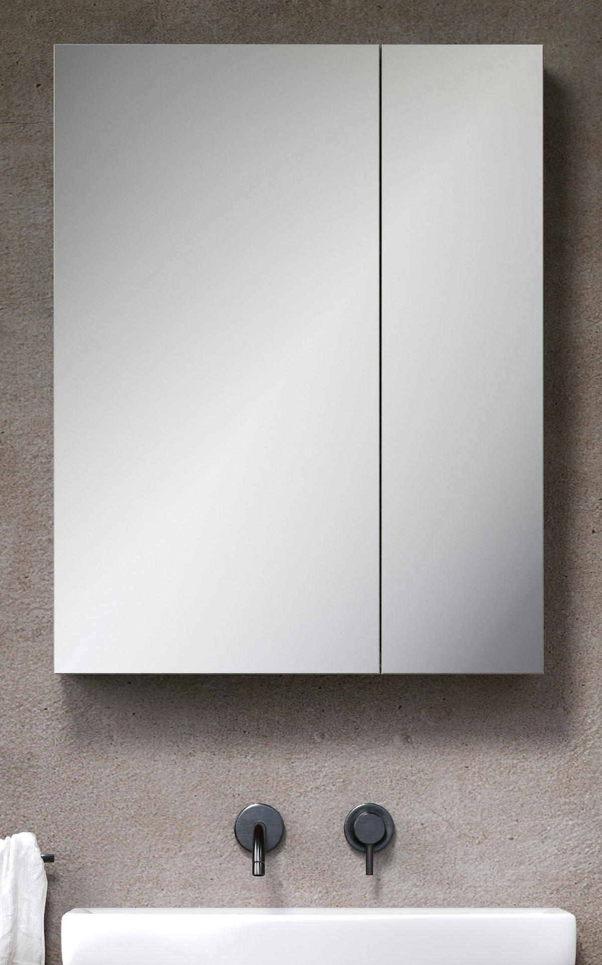 SPIEGELSCHRANK Kaschmir 60 x 77 cm, Badschrank 2-türig - Kaschmir/Silberfarben, Glas/Holzwerkstoff (60/77/17cm) - Top.Furn
