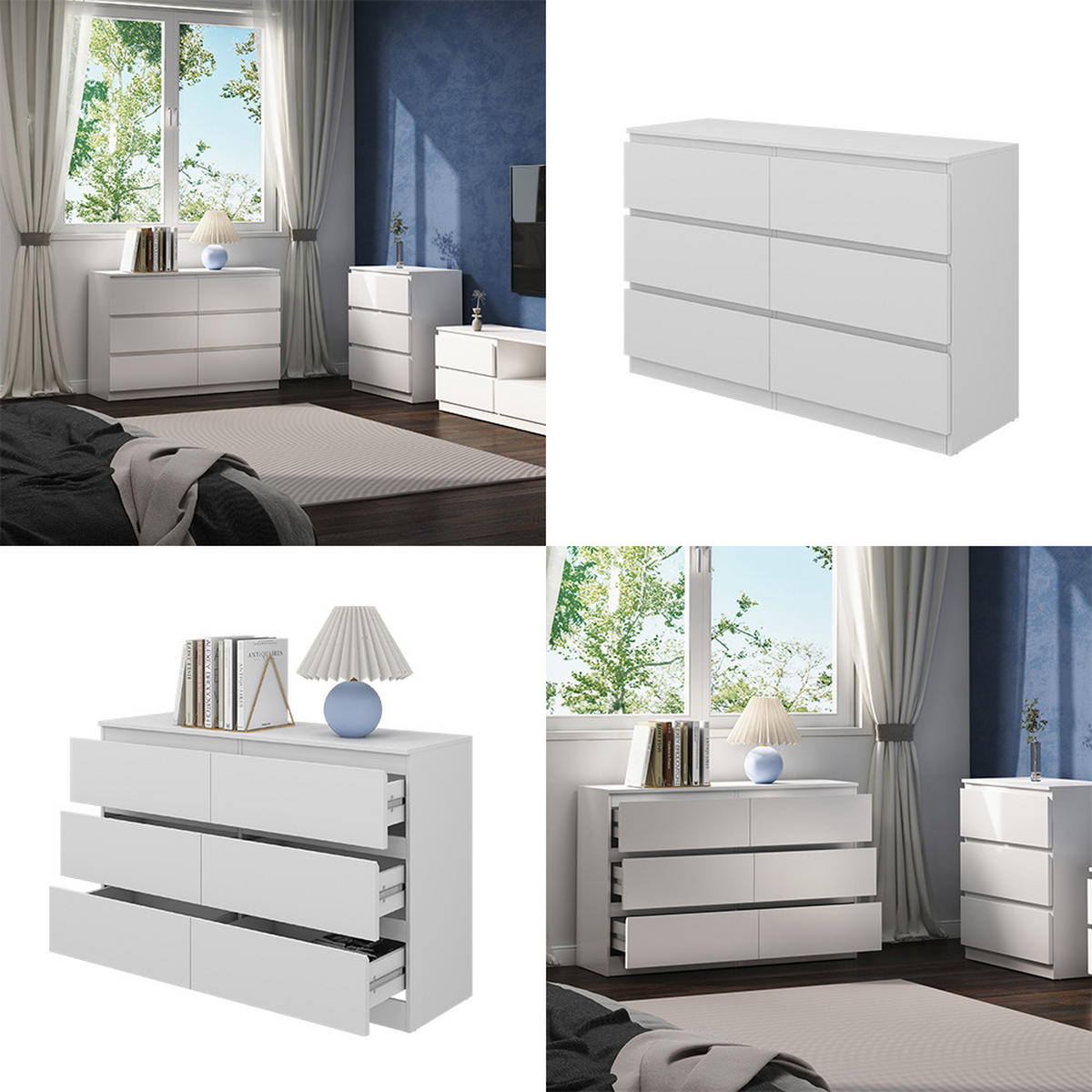 KOMMODE Calisto Weiß 120 x 78.5 cm - Weiß, Holzwerkstoff (39/78.5/120cm) - Vicco