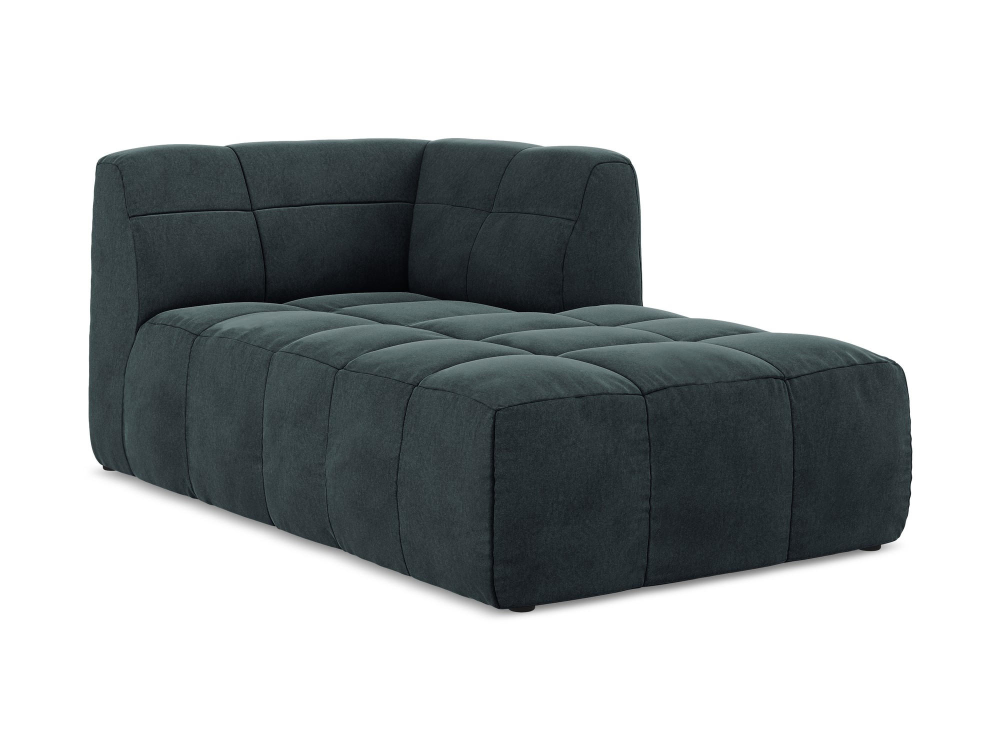 SOFAELEMENT Rechts Samt Stoff Blau - Petrol/Schwarz, Holzwerkstoff/Kunststoff (101/77/175cm) - Makamii