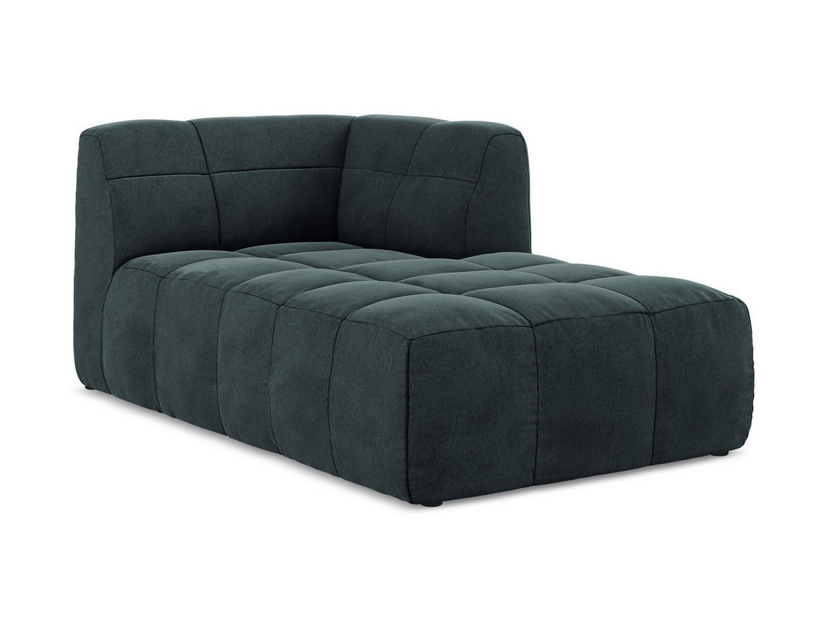 SOFAELEMENT Rechts Samt Stoff Blau - Petrol/Schwarz, Holzwerkstoff/Kunststoff (101/77/175cm) - Makamii