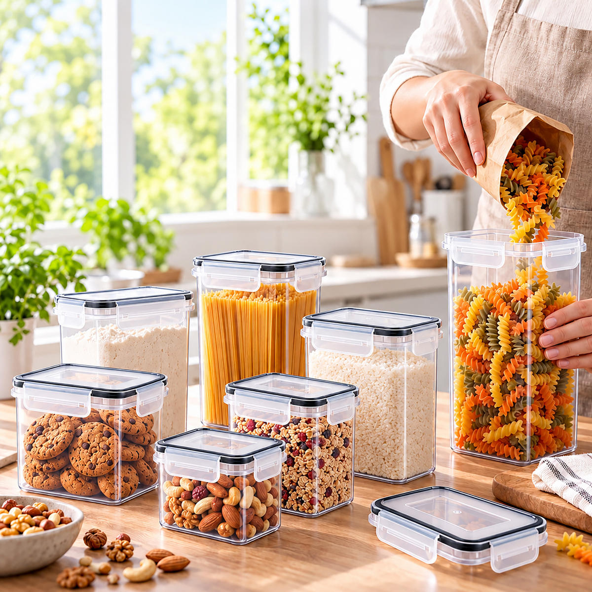 DÓZY Průhledné 25-dílná sada plast zacvakávací víko - čirá, plast - Relaxdays